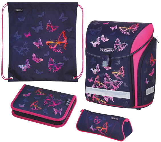 Školní taška Midi – Duhový motýl – vybavená