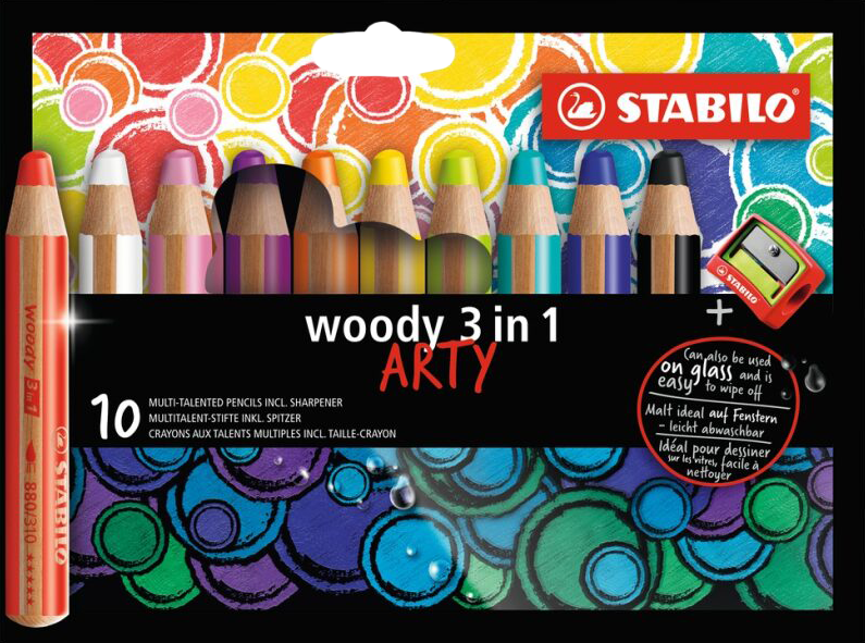 STABILO woody 3in1 –⁠ sada 10 ks + ořezávátko