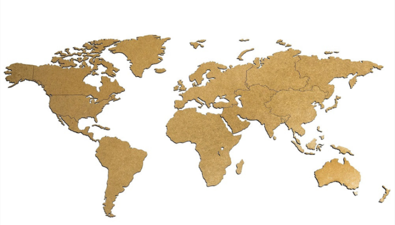 Dřevěná mapa světa