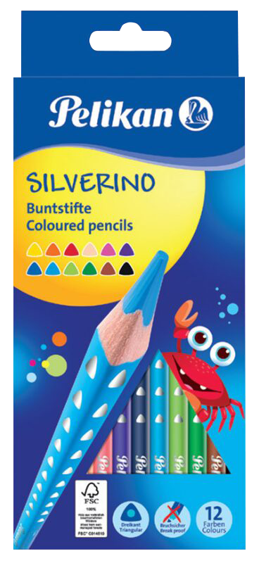 Pastelky Silverino 12 barevné trojhranné